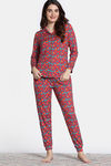 Zivame Zfun Knit Poly Pyjama Set - Tomato Puree — thumbnail 2